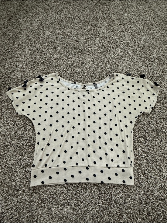 Charlotte Russe Tops - Y2K Charlotte Russe Cream Polka Dot Short Sleeve Top with Shoulder Ties